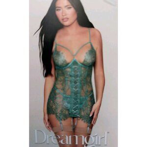 Dreamgirl Green Lace Bustier & Thong Set – Size Small – New with Tags
